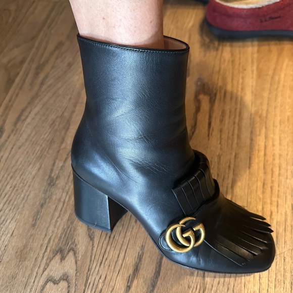 Authentic GUCCI MARMONT FRINGE Ankle Boots 3” Block Heel! Gorgeous 🥾 Size 8 - Picture 12 of 14